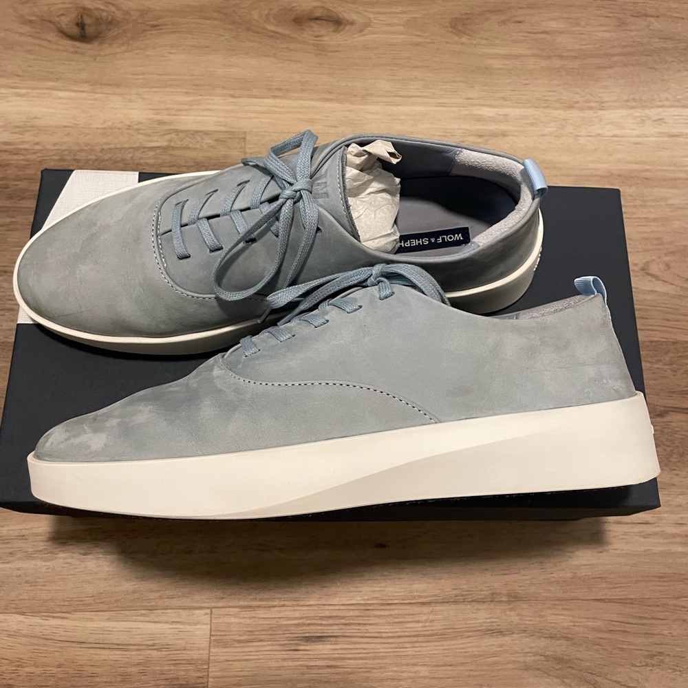 Wolf & Shepherd Cruise Lace Up Blue Nubuk Leather Sneakers Mens EU 41 US 8 W 10